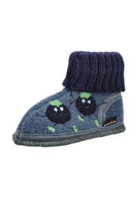 HAFLINGER - Wolle Hausschuhe HÜTTENSCHUH BLAUBEERE - Schwarz/Blau