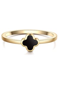 GLANZSTÜCKE MÜNCHEN - Ring Edelstahl gelbgold Achat schwarz - gelbgold