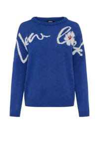olsen - Pullover mit Panneaux-Dessin und U-Boot-Ausschnitt - Cobalt