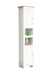 VCM. - Holz Badezimmerschrank | Badmöbel | Stand Badschrank | Hochschrank | Maße ca. H. 180 x B. 42 x T. 30 cm - Balusa - Weiß