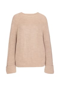 PADDOCK'S® - Rundhals Strickpullover mit umgeschlagenen Ärmeln - beige melange