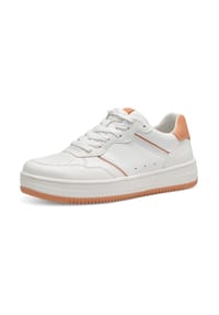 Tamaris - Lederimitat Sneaker - Weiß/Orange