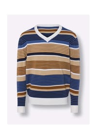 SIEH AN! - Pullover - beige-mittelblau-gemustert