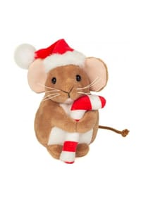 HERMANN Teddy COLLECTION® - Weihnachtsmaus mit Zuckerstange, 11 cm - HELLBRAUN ROT WEISS