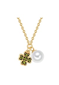 GLANZSTÜCKE MÜNCHEN - Damen Kette aus 925/- Sterling Silber in Gelbgold mit Zirkonia und Süßwasser-Zuchtperle - gelbgold