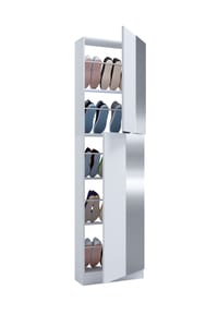 VCM. - Holz Schuhschrank | Maße: H. 180 x B. 50 x T. 17 cm | 2 Drehtüren | praktischer Spiegel - Fulisa XL Spiegel - Weiß
