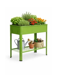 VCM. - Metall Hochbeet mit Ablageboden rechteckig | stehender Pflanzkasten | Blumenkasten für Garten Terrasse Balkon | Blumentopf H. 88 x B. 80 x. T. 35 cm | Balora XL - Grün