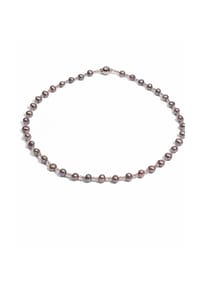 DI PERLE® DI PERLE Schmuckkollektion - Süßwasser Zuchtperlen Halskette Collier aus 925er Silber rhodiniert mit Labradorit, 42 cm - anthrazit