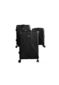 ALMINA® - 3 Tlg. Koffer-Set mit 4 Rädern Hartschale mit Kantenschutz 360° - Schwarz 74 x 48 x 29 cm
