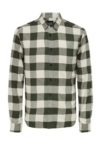 ONLY & SONS - Flanellhemd, Slim-Fit, Langarm, Kent-Kragen, für Herren - 192820001 FOREST