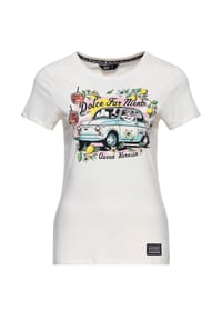 QUEEN KEROSIN - Print-Shirt Frontprint mit mediterranem Urlaubsflair Dolce Far Niente - mint