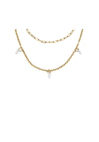 FOSSIL ELLIS - Fossil Damenhalskette Ellis Shaky Glitz mehrreihig Edelstahl goldfarben, JF04894710 - Gold
