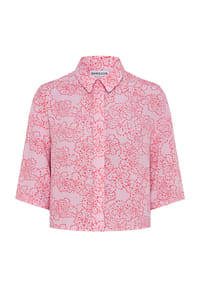 MANGUUN - Hemdbluse, Halbarm, für Damen - 1 FLIEDER BLUME