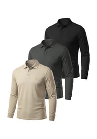 normani® - 3er Set Herren Langarm Poloshirt Lyroe - Anthrazit