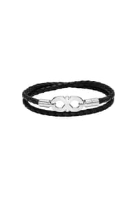 EMPORIO ARMANI - Emporio Armani Herren-ID-Armband aus schwarzem Leder, EGS3299040 - Silber