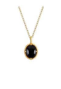 elli. PREMIUM - Halskette Onyx Oval Vintage 925Er Silber - Gold
