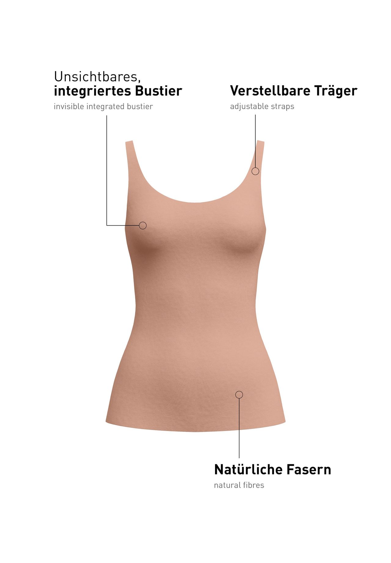 Calida Damen Tank-Top Mit Verstellbaren TräGern & Bustier Natural Skin, Grau, L