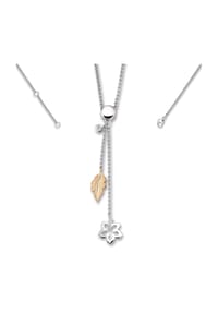 ONE ELEMENT - Zirkonia Feder & Blume Halskette - silber