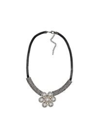 Steuer Modeschmuck - Anhänger mit Kette Metall 204 Glasstein - Schwarz