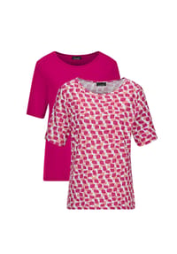 GOLDNER - Kurzgröße:  Stilvolles Shirt-Duo mit Muster-Mix - pink / pink / gemustert