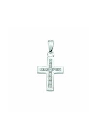 Adelia's - Adelia's Kreuzanhänger 925 Silber mit Zirkonia – Silberanhänger Kreuz - silber