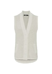 olsen - Weste mit V-Ausschnitt und Knopfleiste - Almond Beige Melange