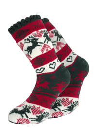 normani® - Strick-Kuschelsocken mit Norwegermotiv und ABS - Oliv