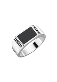 GIORGIO MARTELLO MILANO - Ring Siegelring mit schwarzem Achat, Silber 925 - silber