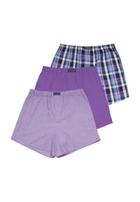 normani® - 3 Stück Herren Web Boxershorts - Blau/Pink
