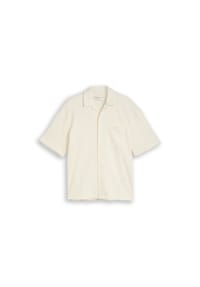 DENIM TOM TAILOR - Freizeithemd, Body Fit, Kurzarm, Reverskragen, für Herren - 12906 WOOL WHITE