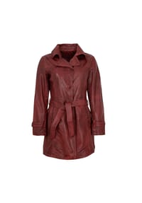 MADDOX - Damen Ledermantel Trenchcoat Lammnappa dunkelrot - dunkelrot