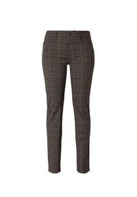 STOOKER® - MILANO JERSEY PRINT Damen 5-Pocket-Hose lang - brown check