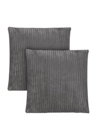 Aspero® - 2 Kissenbezüge aus Streifen-Flanell 80x80 cm Pilar - Dunkelgrau