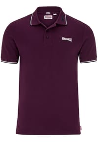LONSDALE™ - Herren Poloshirt schmale Passform LION - Black/Dark Red/White