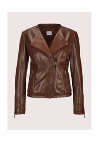 MADELEINE - Lederjacke im Biker-Style - nussbraun