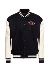 KING KEROSIN - Collegejacke mit Leder sowie hochwertiger plakativer Stickerei Goodfellas Beer - schwarz