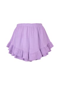 Seasons of April - Damen LORENA MUSSELIN Kurzer Hosen Rock aus Musselin mit Rüschen, 100% Baumwolle - Beige
