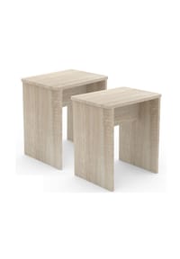 VCM. - 2er Set Holz Sitzhocker Würfel Fußablage Beistelltisch Esal - Anthrazit / Honig-Eiche