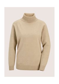 MADELEINE - Rollkragenpullover mit Rippstrick-Details - beige / melange