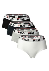FILA - Damen Hipster - 4er Pack Slip, Logo-Bund, Cotton Stretch, einfarbig - Schwarz