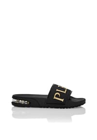 PLEIN SPORT - Flache Gummisandalen - black/black