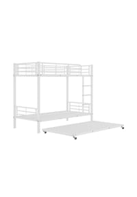 KOMHTOM - Hochbett 90x200 und 140x200cm mit 7-farbiger LED-Leiste, USB-Anschluss, ohne Matratze, Weiß - Weiß