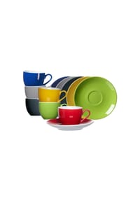 Ritzenhoff & Breker Espressotassen mit Untertassen Doppio 80 ml 6er Set bunt - DOPPIO - bunt