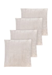 Aspero® - 4er Set Kissenbezüge aus Streifen-Flanell 45x45 cm Zarate - Dunkelgrau