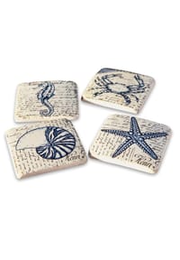 LOBERON - Untersetzer 4er Set Faune Marine blau/beige - blau/beige