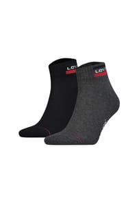 Levi's® - Unisex 2er Pack Sportsocken - Mid Cut SPRTWR, Logo, einfarbig - Schwarz/Grau