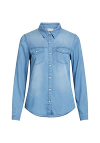 VILA - Langarmbluse - Medium Blue Denim