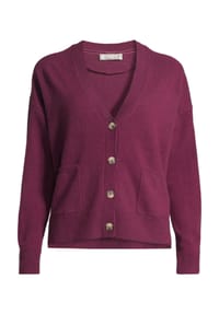 GALERIA - Cashmere Cardigan "Lille", V-Ausschnitt, aufgesetzte Taschen, für Damen - ANTHRA MELANGE