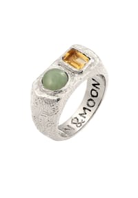 HAZE & GLORY - Ring Cocktail Citrin Jade 925 Sterling Silber Shake It - Silber