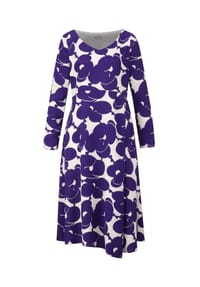 Alba Moda - Florales Druckkleid mit Kellerfalte - weiß / dunkellila